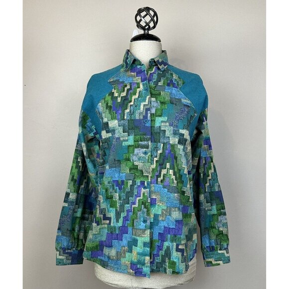 Vtg 80s ROPER Womens M Western Shirt Aztec Southwestern Cowgirl Cotton USA Rodeo - Picture 1 of 15
